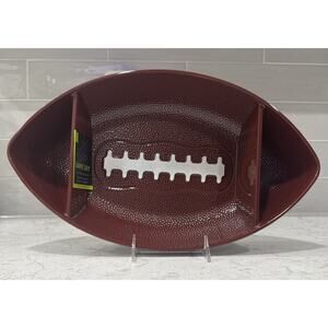 FOOTBALL SHAPED Large 3 Section Serving Platter Tray Melamine Chip Dip NEW Shape